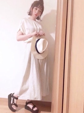 「Libra Cue（リブラ キュー）のアイテム（スカート）」を使った、𝕄 𝕚 𝕚❁さん（レディース・157cm）の春コーディネート