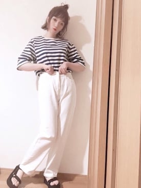 「Libra Cue（リブラ キュー）のアイテム（パンツ）」を使った、𝕄 𝕚 𝕚❁さん（レディース・157cm）の春コーディネート