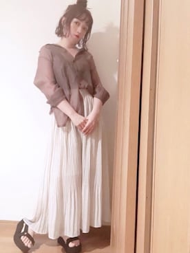 「Libra Cue（リブラ キュー）のアイテム（トップス）」を使った、𝕄 𝕚 𝕚❁さん（レディース・157cm）の春コーディネート