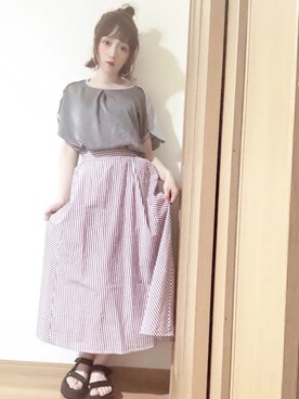 「Libra Cue（リブラ キュー）のアイテム（スカート）」を使った、𝕄 𝕚 𝕚❁さん（レディース・157cm）の春コーディネート