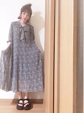 「Libra Cue（リブラ キュー）のアイテム（ワンピース）」を使った、𝕄 𝕚 𝕚❁さん（レディース・157cm）の春コーディネート