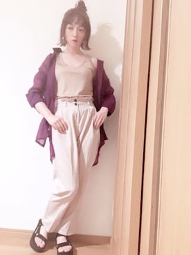 「Libra Cue（リブラ キュー）のアイテム（タンクトップ）」を使った、𝕄 𝕚 𝕚❁さん（レディース・157cm）の春コーディネート