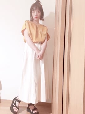「Libra Cue（リブラ キュー）のアイテム（スカート）」を使った、𝕄 𝕚 𝕚❁さん（レディース・157cm）の春コーディネート