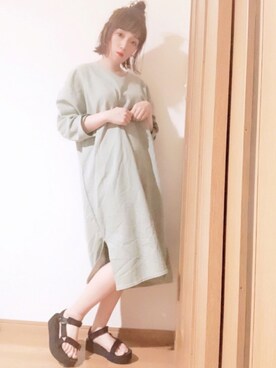 「Libra Cue（リブラ キュー）のアイテム（ワンピース）」を使った、𝕄 𝕚 𝕚❁さん（レディース・157cm）の春コーディネート