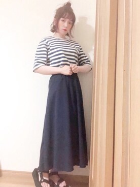 「Libra Cue（リブラ キュー）のアイテム（スカート）」を使った、𝕄 𝕚 𝕚❁さん（レディース・157cm）の春コーディネート