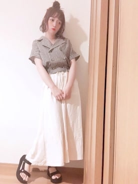 「Libra Cue（リブラ キュー）のアイテム（スカート）」を使った、𝕄 𝕚 𝕚❁さん（レディース・157cm）の春コーディネート