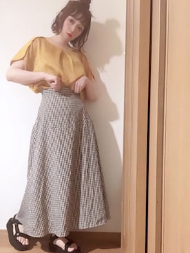 「Libra Cue（リブラ キュー）のアイテム（Tシャツ/カットソー）」を使った、𝕄 𝕚 𝕚❁さん（レディース・157cm）の春コーディネート