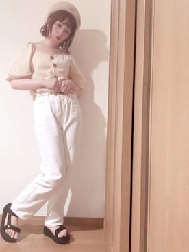 「Libra Cue（リブラ キュー）のアイテム（パンツ）」を使った、𝕄 𝕚 𝕚❁さん（レディース・157cm）の春コーディネート