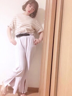 「Libra Cue（リブラ キュー）のアイテム（Tシャツ/カットソー）」を使った、𝕄 𝕚 𝕚❁さん（レディース・157cm）の春コーディネート