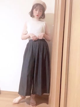 「Libra Cue（リブラ キュー）のアイテム（パンツ）」を使った、𝕄 𝕚 𝕚❁さん（レディース・157cm）の春コーディネート