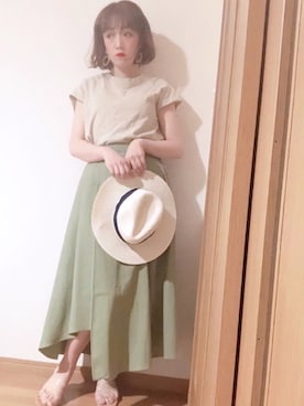 「Libra Cue（リブラ キュー）のアイテム（スカート）」を使った、𝕄 𝕚 𝕚❁さん（レディース・157cm）の春コーディネート