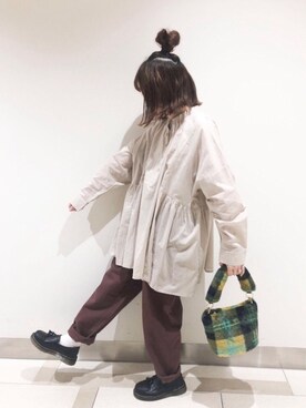 「SVEC（シュベック）のアイテム（ローファー）」を使った、𝕄 𝕚 𝕚❁さん（レディース・157cm）の秋コーディネート
