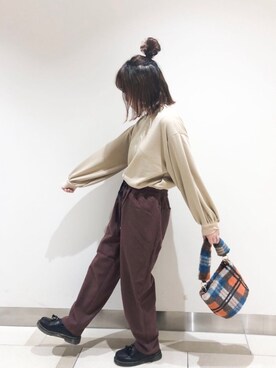 「SVEC（シュベック）のアイテム（ローファー）」を使った、𝕄 𝕚 𝕚❁さん（レディース・157cm）の秋コーディネート