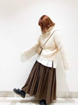 「SVEC（シュベック）のアイテム（ローファー）」を使った、𝕄 𝕚 𝕚❁さん（レディース・157cm）の冬コーディネート