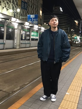 「アイテム（MA-1）」を使った、s.namitaさん（メンズ・172cm・40代）の冬コーディネート