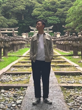 「UNIQLO（ユニクロ）のMEN スーピマコットンクルーネックT（半袖）A（Tシャツ/カットソー）」を使った、s.namitaさん（メンズ・172cm）の秋コーディネート