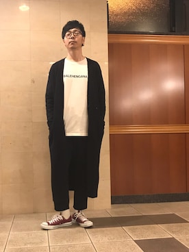 「アイテム（カーディガン/ボレロ）」を使った、s.namitaさん（メンズ・172cm・40代）の秋コーディネート