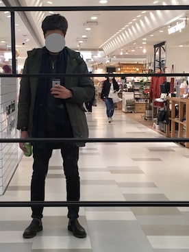 「パラブーツ」｜「アイテム（モッズコート）」を使った、Mさん（メンズ・178cm）の冬コーディネート