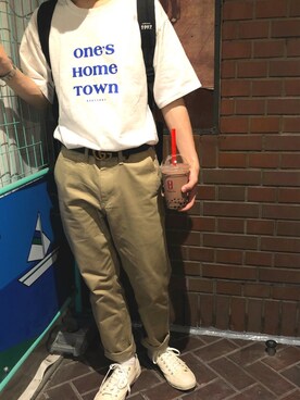 「アイテム（その他、ブラウン系）」を使った、りゅう(류짱)さん（メンズ・165cm）の夏コーディネート