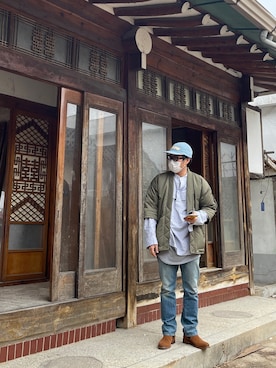 「YSTRDY's TMRRW（イエスタデイズトゥモロー）のアイテム（ブーツ）」を使った、zo_z1ogさん（メンズ・173cm）の冬コーディネート