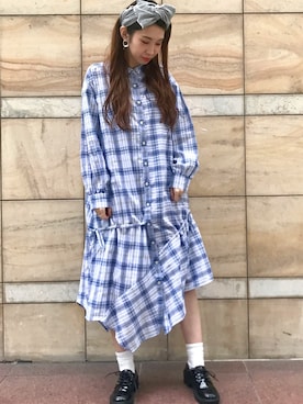 「AS KNOW AS PINKY（アズノゥアズピンキー）のアイテム（シャツワンピース）」を使った、tomomiさん（レディース・163cm）の春コーディネート