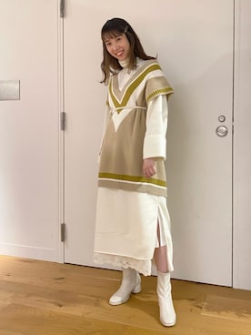 「AS KNOW AS PINKY（アズノゥアズピンキー）のアイテム（ワンピース/ドレス）」を使った、tomomiさん（レディース・163cm）の冬コーディネート