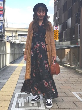 「オールドスクール」｜「アイテム（シャツワンピース）」を使った、ひかりさん（レディース・164cm）の冬コーディネート