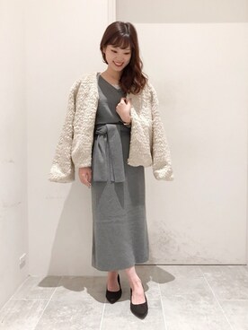 「Discoat Parisien」｜「アイテム（ノーカラージャケット）」を使った、su8zu1koさん（レディース・150cm）の冬コーディネート