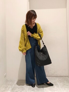 「DISCOAT（ディスコート）の太ケーブルカーディガン（カーディガン/ボレロ）」を使った、su8zu1koさん（レディース・150cm）の秋コーディネート