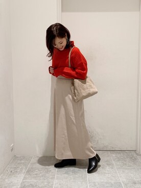 「リブニット」｜「アイテム（ブーティ）」を使った、su8zu1koさん（レディース・150cm）の冬コーディネート