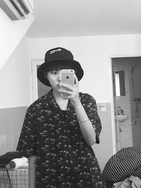 「Veil（ベール）のアイテム（帽子）」を使った、srhmdyyjyaccさん（メンズ・164cm）の夏コーディネート