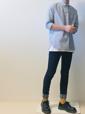 「アイテム（ローファー）」を使った、パステルさん（メンズ・165cm・10代）の秋コーディネート