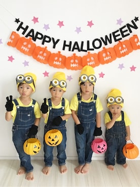 「wearhalloween2017」｜「アイテム（サロペット/オーバーオール）」を使った、KAOさん（キッズ・100cm）の秋コーディネート