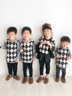 「アイテム（モカシン/デッキシューズ）」を使った、KAOさん（キッズ・100cm）の秋コーディネート