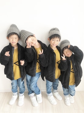 「BRANSHES（ブランシェス）のアイテム（その他アウター）」を使った、KAOさん（キッズ・100cm）の冬コーディネート