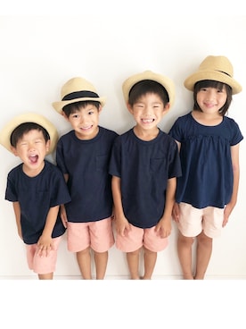 「ネイビー×ピンク」｜「アイテム（パンツ）」を使った、KAOさん（キッズ・100cm）の夏コーディネート
