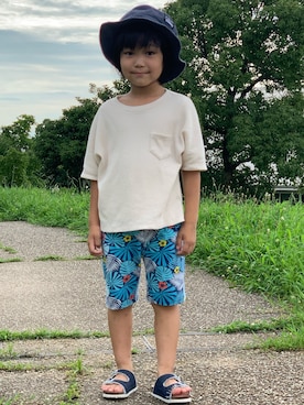 「Moujonjon（ムージョンジョン）のアイテム（その他パンツ）」を使った、mmikki0206さん（キッズ・110cm）の夏コーディネート
