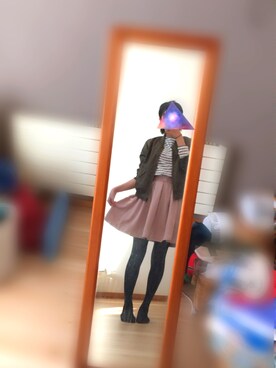 「しまむら（シマムラ）のアイテム（Tシャツ/カットソー、ホワイト系）」を使った、過去さん（レディース・158cm）の春コーディネート