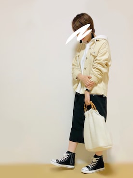 「OZOC（オゾック）のアイテム（ハンドバッグ）」を使った、おめぐさん（レディース・158cm）の冬コーディネート