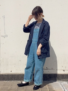 「白ソックス」｜「アイテム（サロペット/オーバーオール）」を使った、おめぐさん（レディース・158cm）の春コーディネート