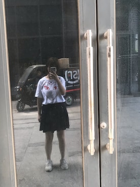 「PULL&BEAR（プルアンドベア）のアイテム（スカート）」を使った、党晨培さん（レディース・168cm）の夏コーディネート
