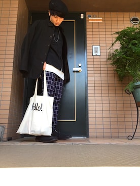 「羽織り」｜「アイテム（ハンチング/ベレー帽）」を使った、Taisuke Kさん（メンズ・171cm）の春コーディネート