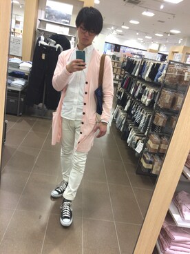 「花見」｜「アイテム（チノパンツ）」を使った、うっちー@プチプラ不可避さん（メンズ・173cm）の春コーディネート
