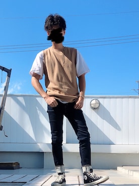 「YARD PLUS（ヤードプリュス）のアイテム（トップス）」を使った、Reiさん（メンズ・178cm）の夏コーディネート