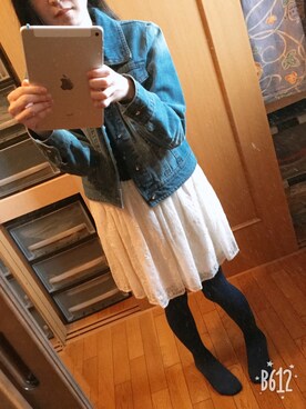 「アイテム（タイツ/ストッキング、ブルー系）」を使った、C6💎さん（レディース・158cm）の冬コーディネート