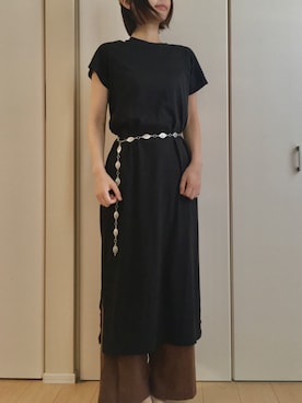 「UNIQLO（ユニクロ）のアイテム（ワンピース、ブラック系）」を使った、kana**さん（レディース・165cm）の夏コーディネート