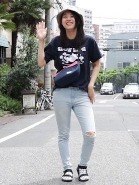 「gym master（ジムマスター）のアイテム（帽子）」を使った、AOI.Sさん（レディース・163cm）の夏コーディネート