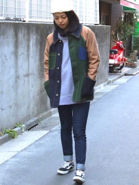 「スウェットトップス」｜「アイテム（ジャケット/アウター）」を使った、AOI.Sさん（レディース・163cm）の秋コーディネート