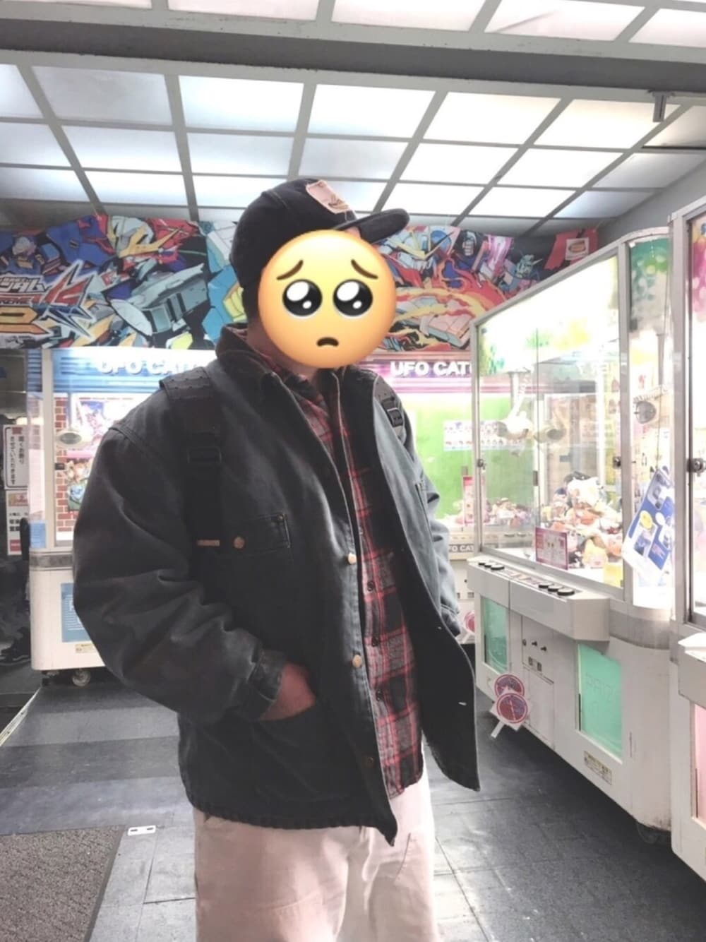 「休日スタイル、ゲーセン」｜「CHALLENGERのアイテム（キャップ、ブルー系）」を使った、han19さん（メンズ・169cm）の冬コーディネートの1枚目の写真