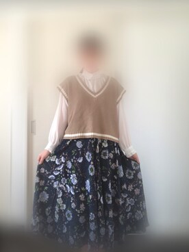 「GRL（グレイル）の花柄フレアスカート（スカート）」を使った、じゅんさん（レディース・160cm）の春コーディネート